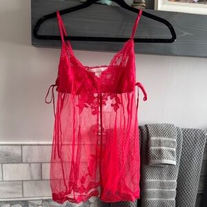 Victoria's Secret Vibrant Red Lace Chemise